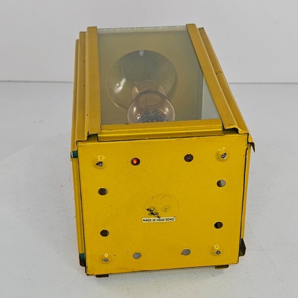 Vintage Square Yellow Square Lantern With Amber Hobanil Oil Lamp Hong Kong - Picture 5 of 6